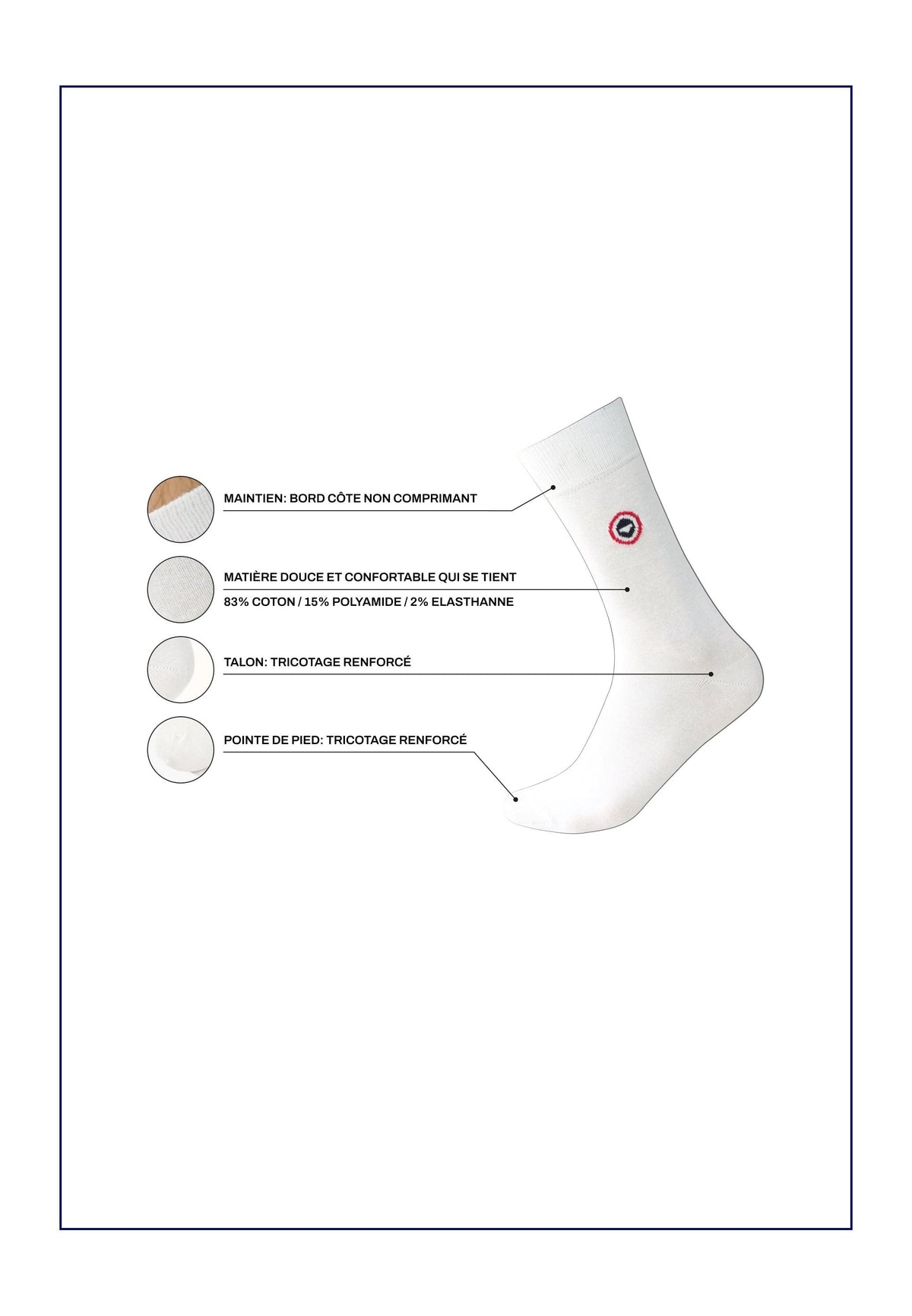 Chaussettes Mi-Hautes Unies Robuste - Bleu Nautique