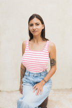 Débardeur D'Allaitement Rose Marinière