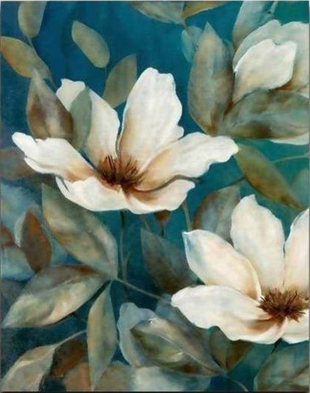 Peinture Par Numéros - Déclinaison De Fleurs Blanches