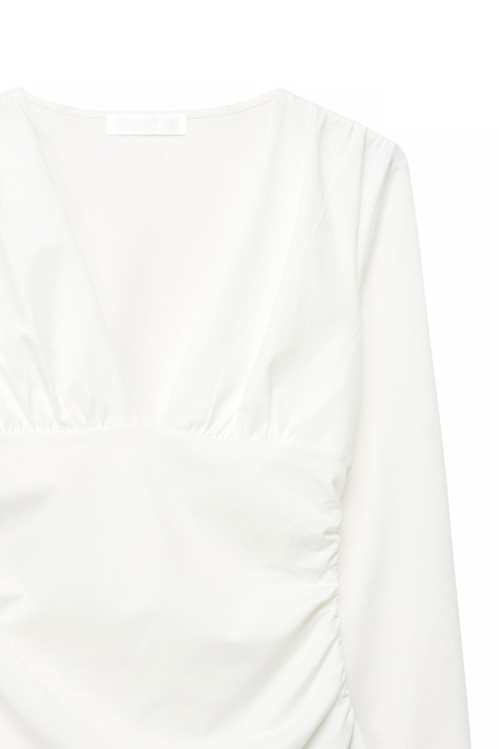 Top Deep Neckline Long Sleeve - Blanc