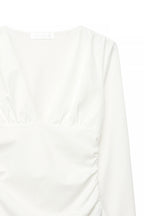 Top Deep Neckline Long Sleeve - Blanc