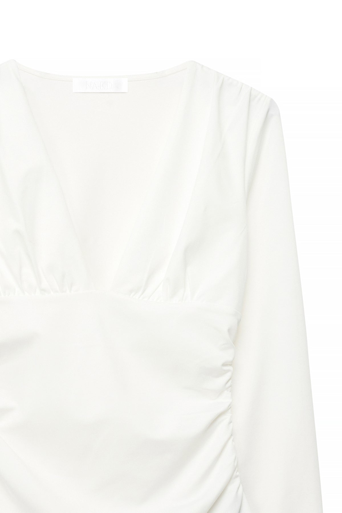 Top Deep Neckline Long Sleeve - Blanc