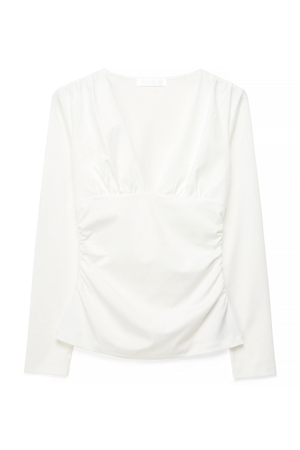 Top Deep Neckline Long Sleeve - Blanc