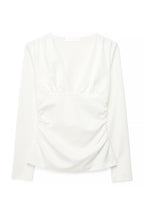 Top Deep Neckline Long Sleeve - Blanc