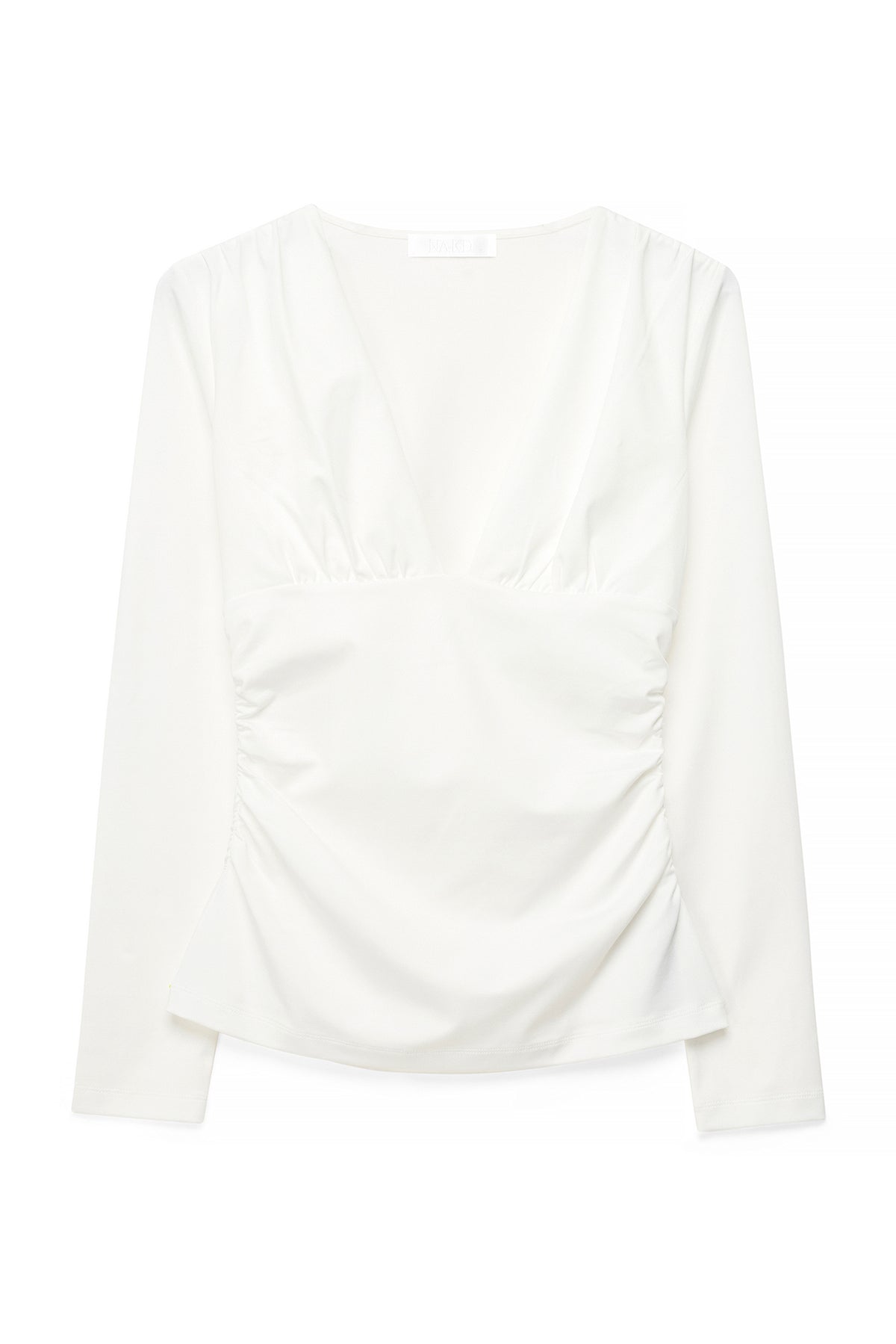 Top Deep Neckline Long Sleeve - Blanc