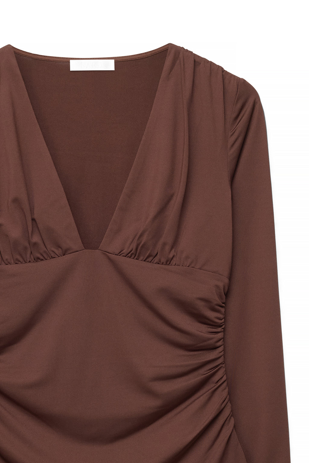 Top Deep Neckline Long Sleeve - Marron
