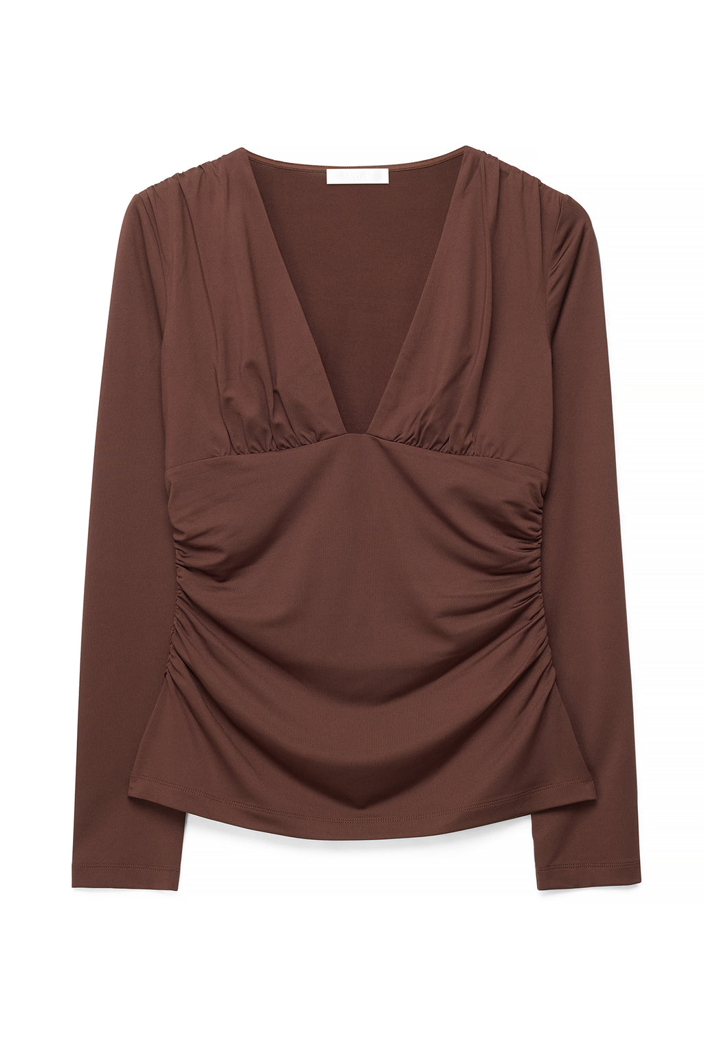 Top Deep Neckline Long Sleeve - Marron