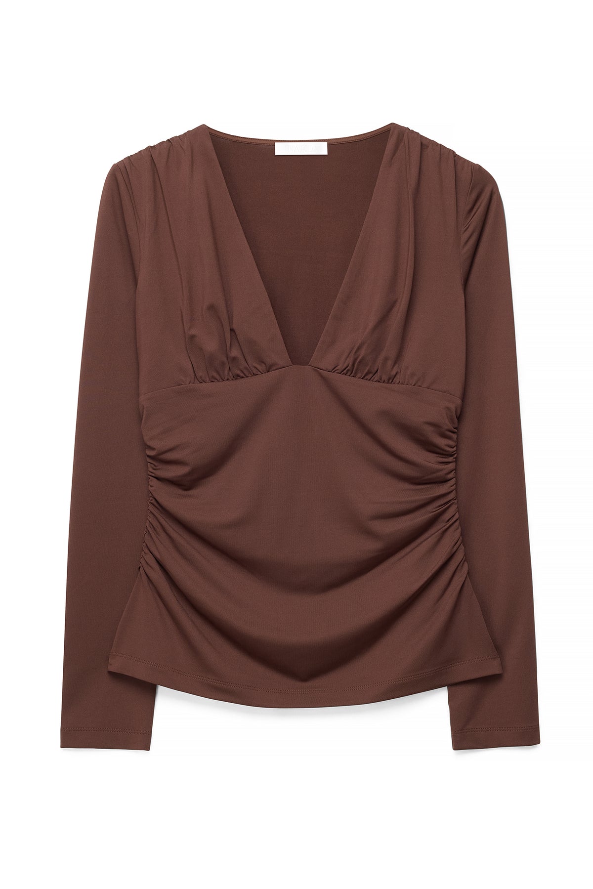 Top Deep Neckline Long Sleeve - Marron