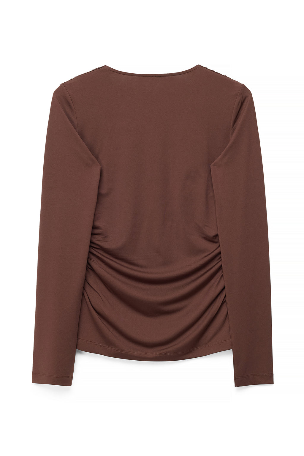 Top Deep Neckline Long Sleeve - Marron