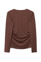 Top Deep Neckline Long Sleeve - Marron