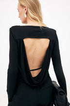 Top Lyocell Deep Back Draped - Noir
