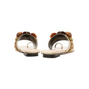 Back view of Delphine Nude Flat Toe Sandal featuring shiny earth-colored beads and a comfortable wide front strap.