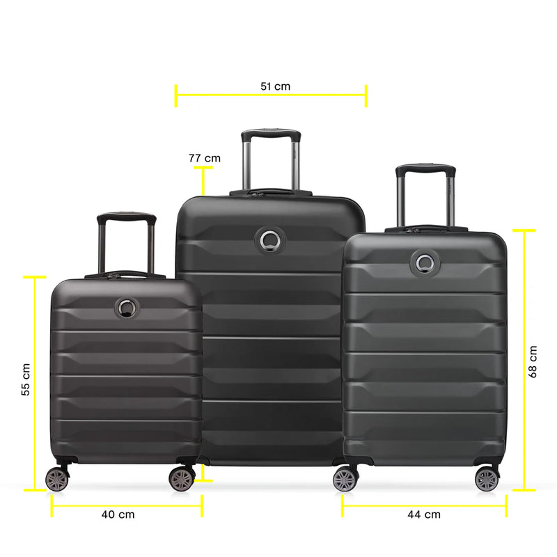Set Of 3 Air Armor Suitcases - Black