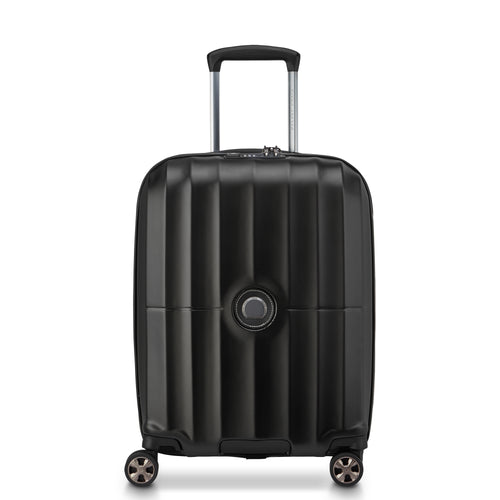 Slim Expandable Trolley Suitcase 4 Double Wheels 55 Cm - Black
