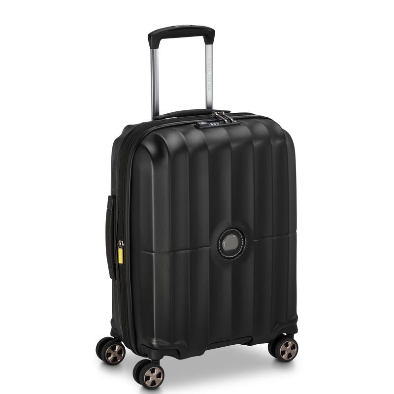Slim Expandable Trolley Suitcase 4 Double Wheels 55 Cm - Black