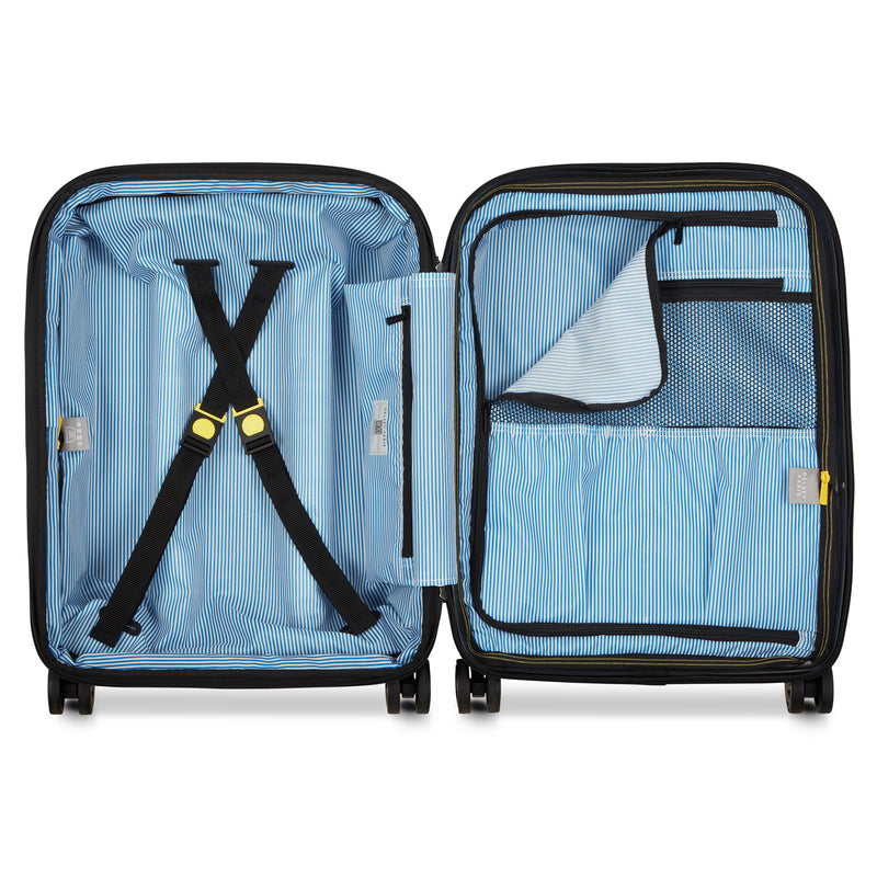 Slim Expandable Trolley Suitcase 4 Double Wheels 55 Cm - Black