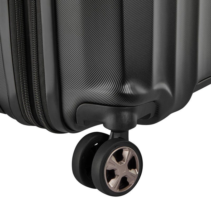 Slim Expandable Trolley Suitcase 4 Double Wheels 55 Cm - Black