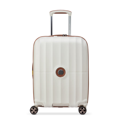 Slim Expandable Trolley Suitcase 4 Double Wheels 55 Cm - White