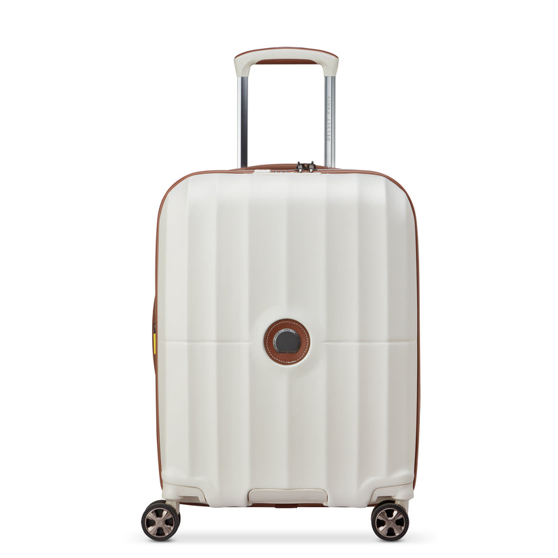 Slim Expandable Trolley Suitcase 4 Double Wheels 55 Cm - White
