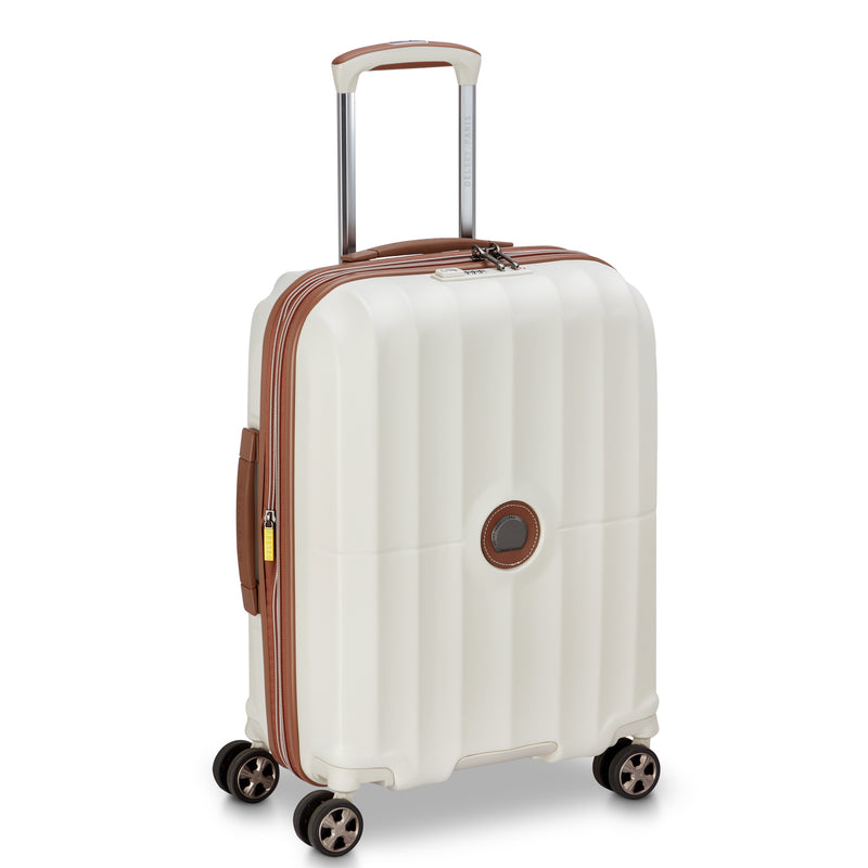 Slim Expandable Trolley Suitcase 4 Double Wheels 55 Cm - White