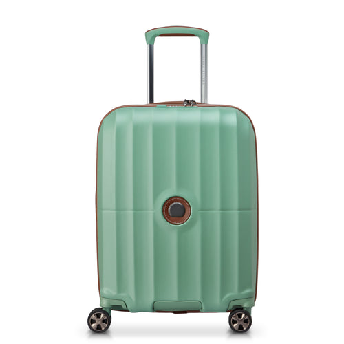 Slim Expandable Trolley Suitcase 4 Double Wheels 55 Cm - Green