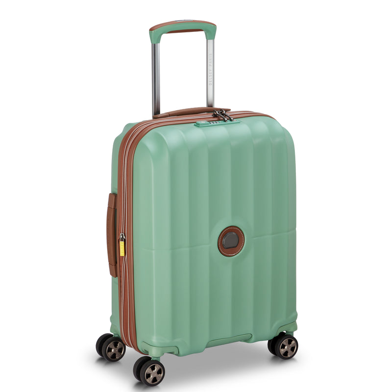 Slim Expandable Trolley Suitcase 4 Double Wheels 55 Cm - Green