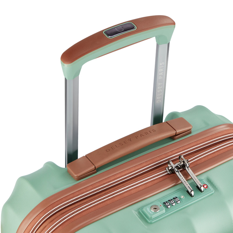 Slim Expandable Trolley Suitcase 4 Double Wheels 55 Cm - Green