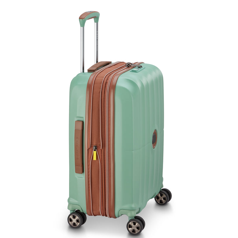 Slim Expandable Trolley Suitcase 4 Double Wheels 55 Cm - Green