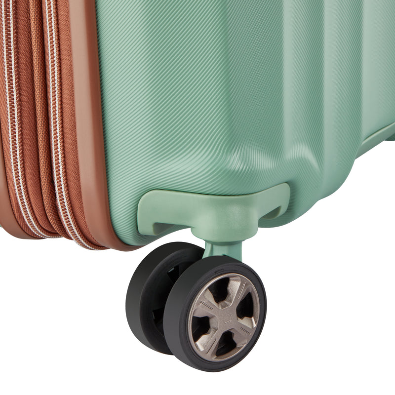 Slim Expandable Trolley Suitcase 4 Double Wheels 55 Cm - Green
