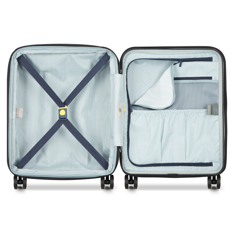 Slim Expandable Cabin Trolley Suitcase 4 Double Wheels 55 Cm - Anthracite