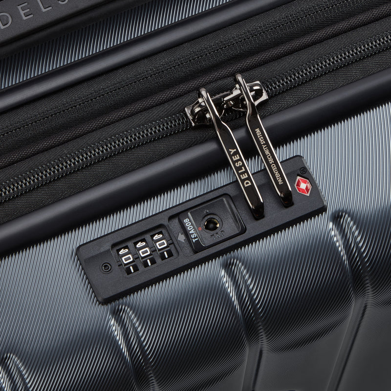 Slim Expandable Cabin Trolley Suitcase 4 Double Wheels 55 Cm - Anthracite