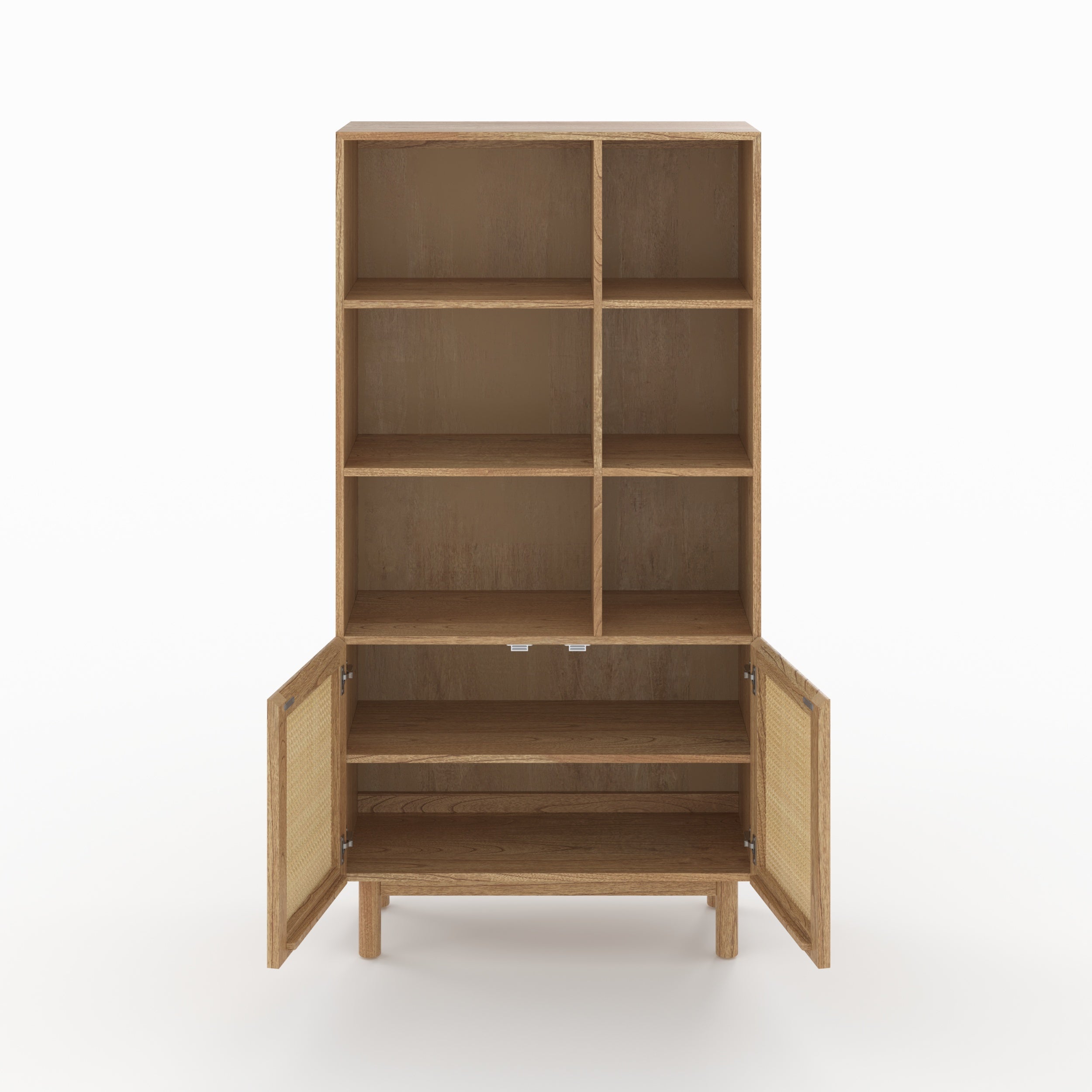 Delya - Bibliothèque En Bois Massif De Mindi Et Rotin