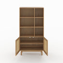Bibliothèque Delya en bois massif de mindi et rotin