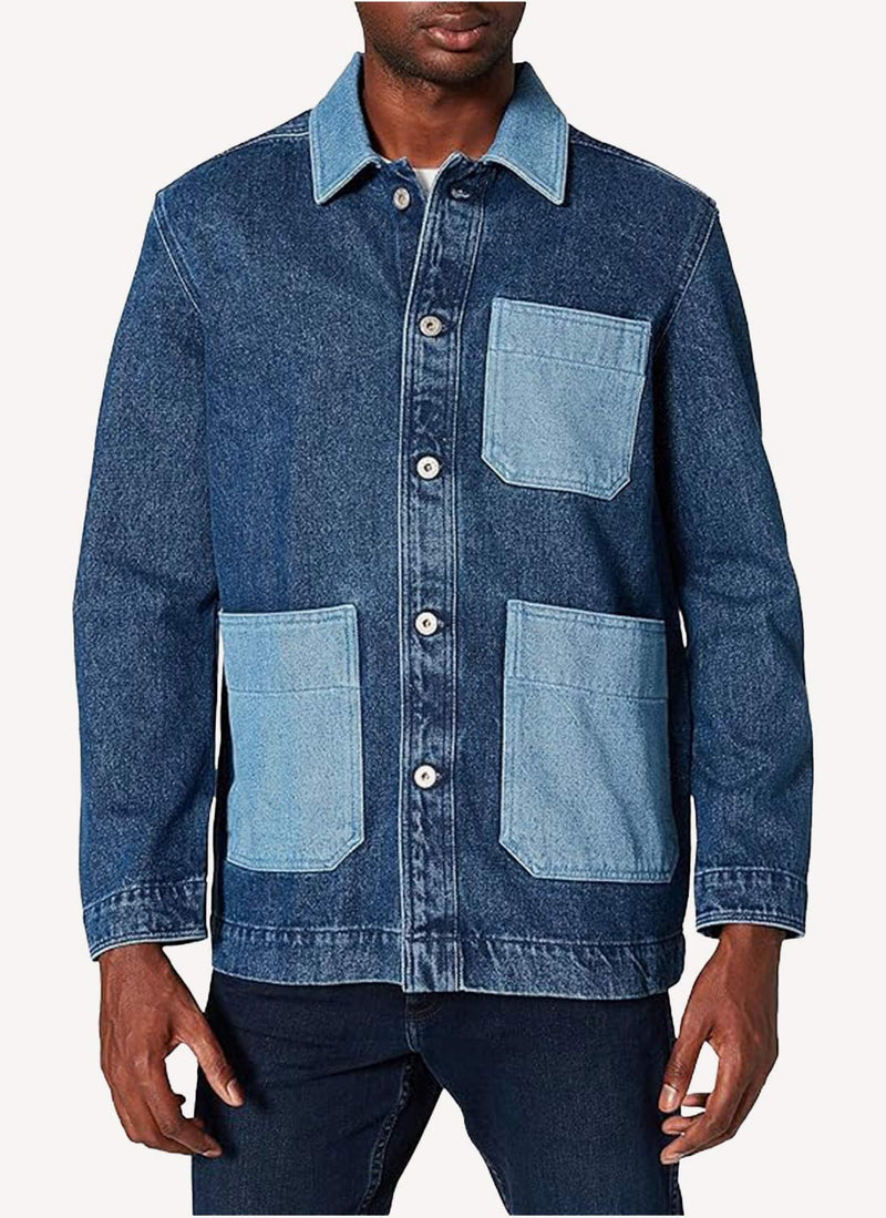 Gant - Surchemise Contrastée En Jean - Dark Blue Worn In - Homme