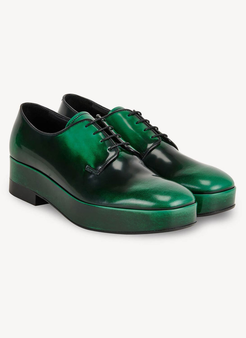 Prada - Derbies À Lacets - Green - Homme