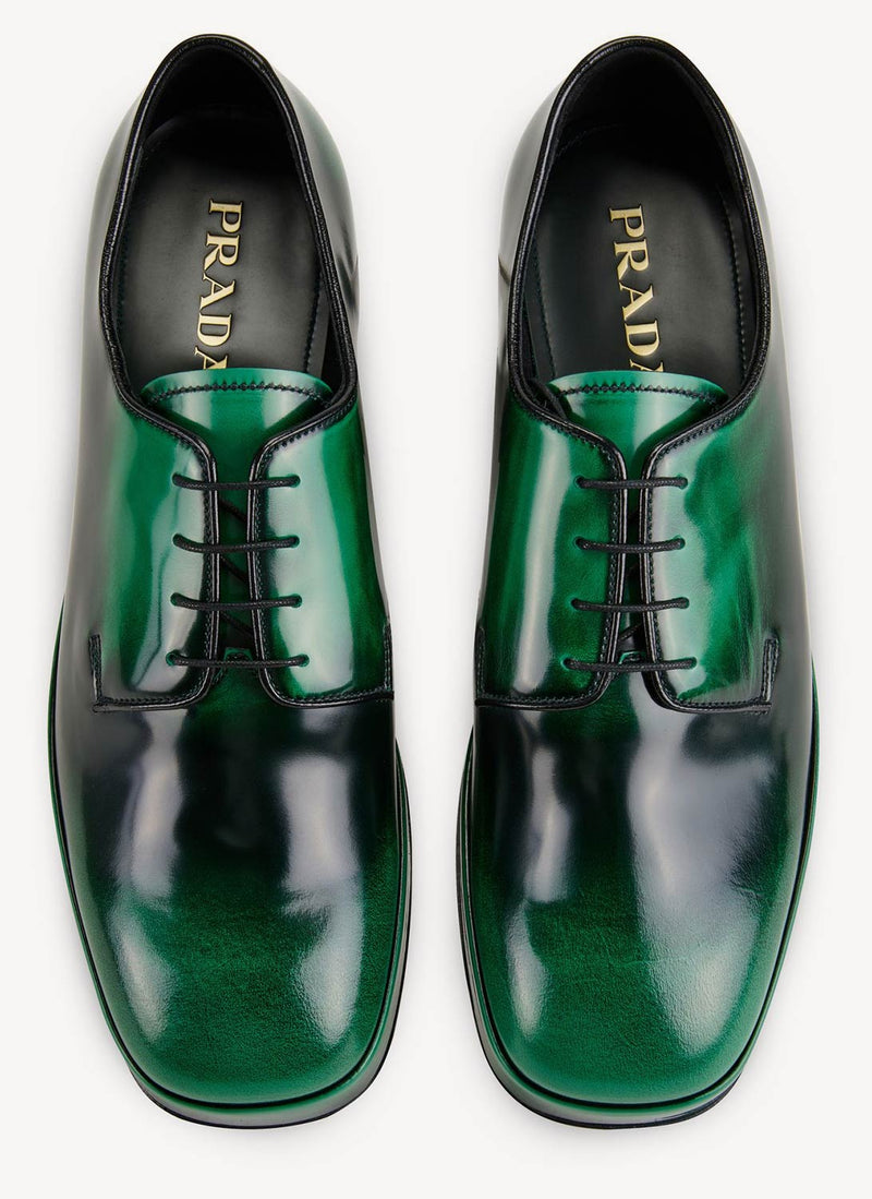 Prada - Derbies À Lacets - Green - Homme