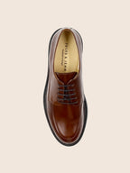 Derbies Cuir Brillant Cognac - Femme