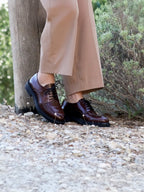 Derbies Cuir Brillant Cognac - Femme