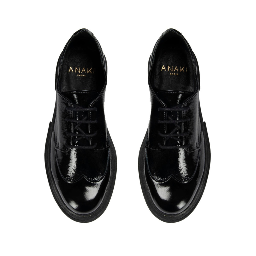 Anaki - Debby Derby Shoes - Crinkled Patent Black
