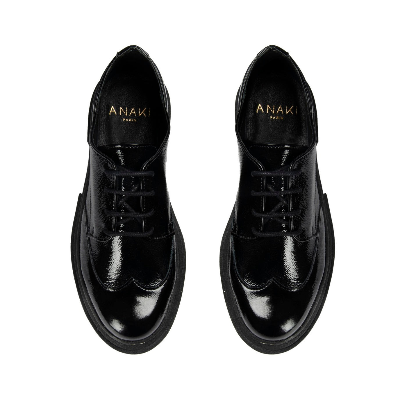 Anaki - Debby Derby Shoes - Crinkled Patent Black