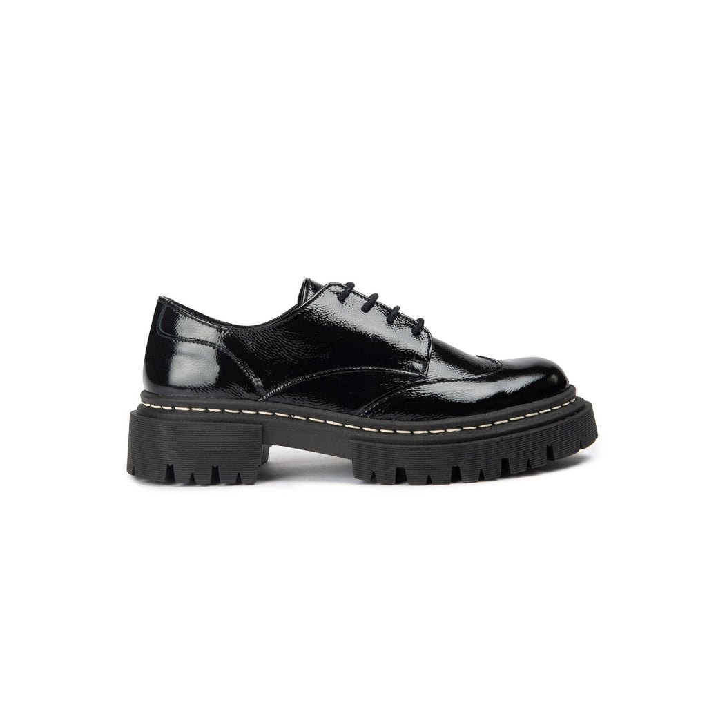 Anaki - Debby Derby Shoes - Crinkled Patent Black