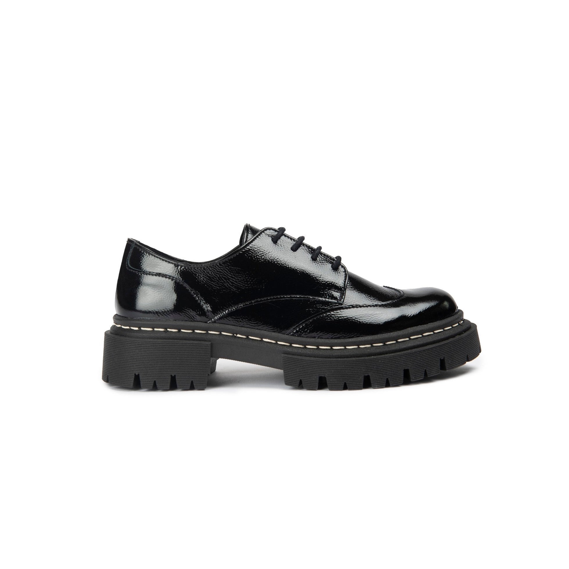 Anaki - Debby Derby Shoes - Crinkled Patent Black
