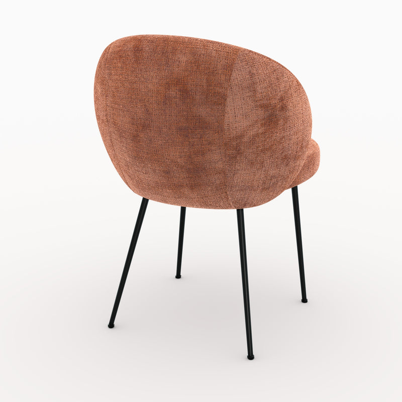 Chaise Bloomy en velours chenillé terracotta et métal noir