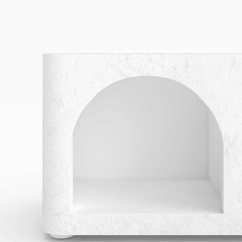 Meuble TV Fira en plâtre blanc cassé 140 cm