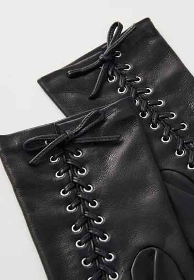 Gants Klara Cuir Doublés Soie - Noir Tactile - Femme