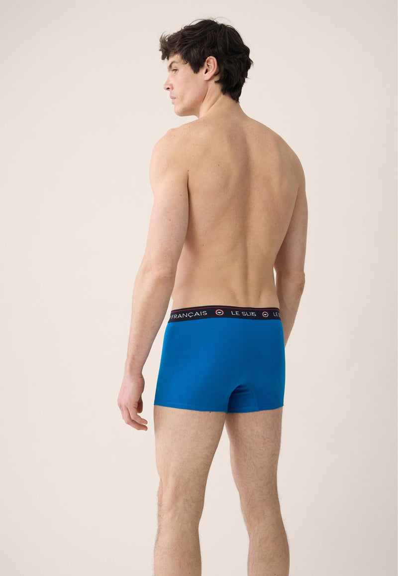 Lot De 3 Boxers En Coton - Trio De Boxer Redoutable Marine Bleu Turquoise Marius Arlequin Denim Délavé