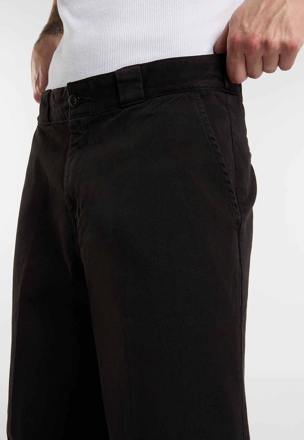 247 Garment Dye Loose Work Trousers - Black