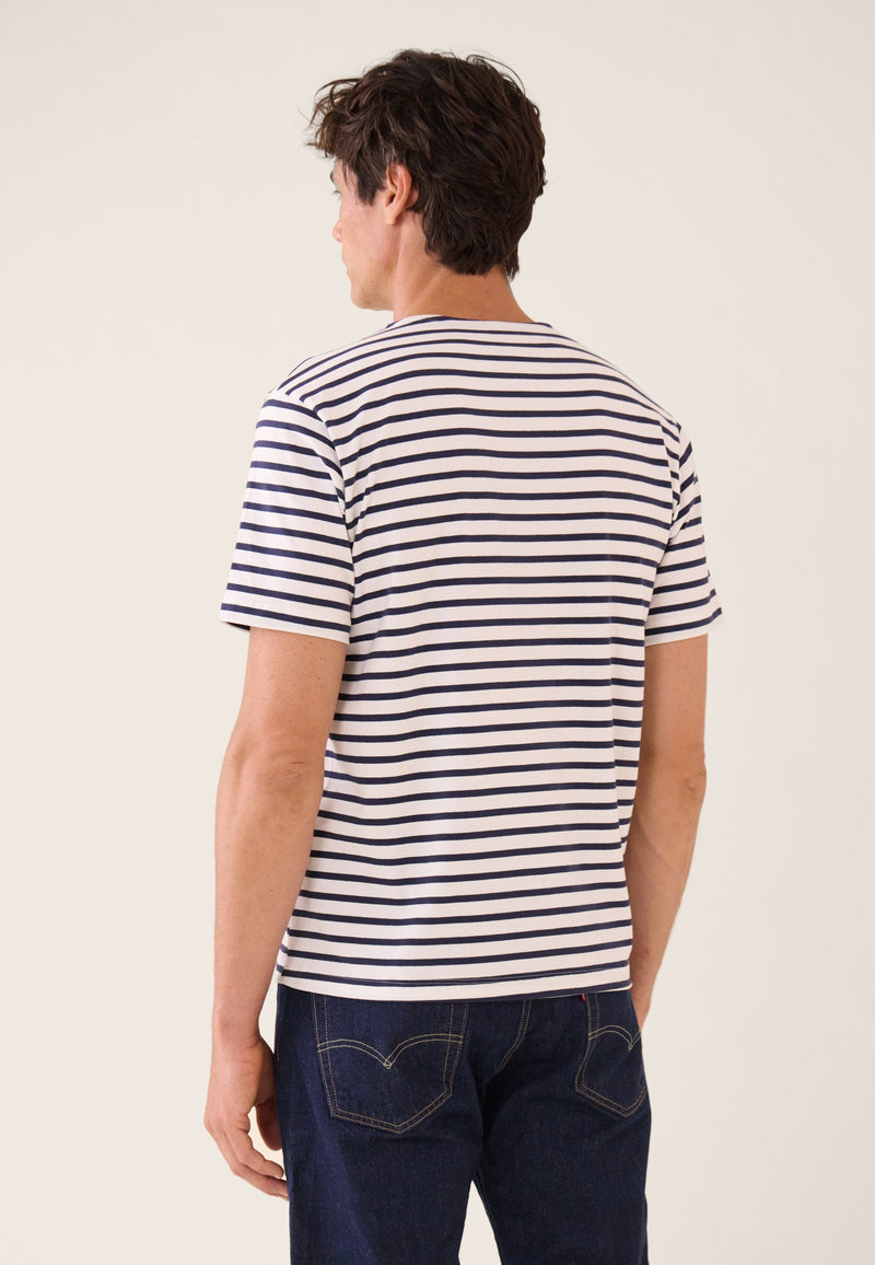T-Shirt Manches Courtes En Coton Stretch - T-Shirt Mariniere Marine