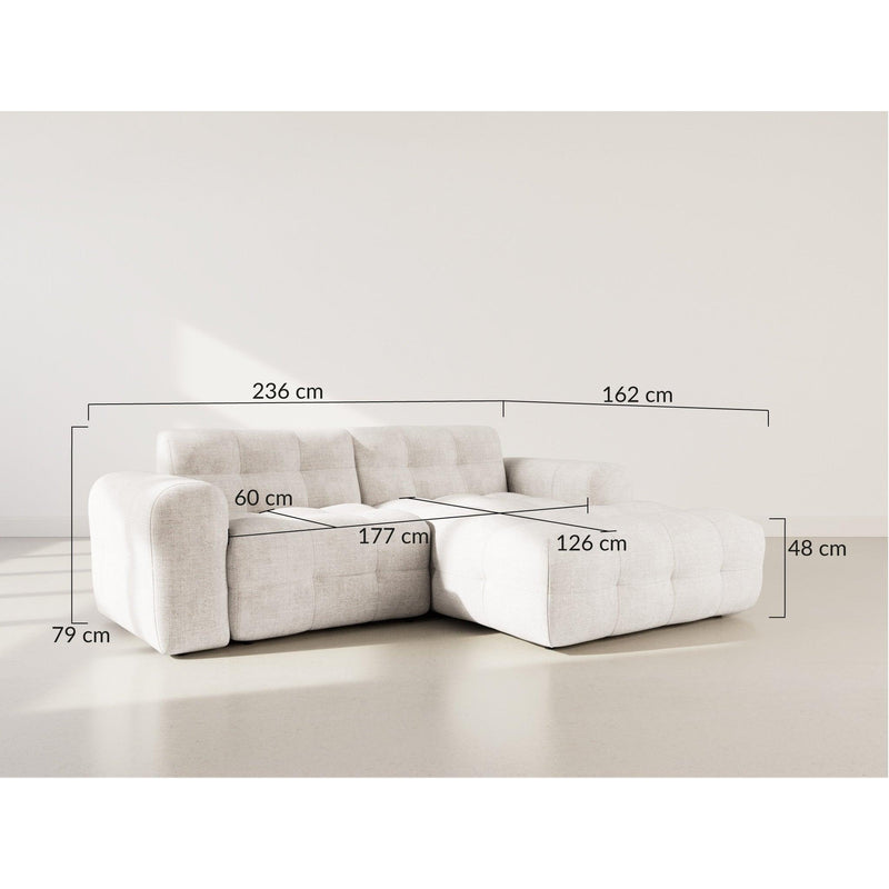 Diane - Corner Sofa - 4 Seater - Textured Velvet - Sage Green