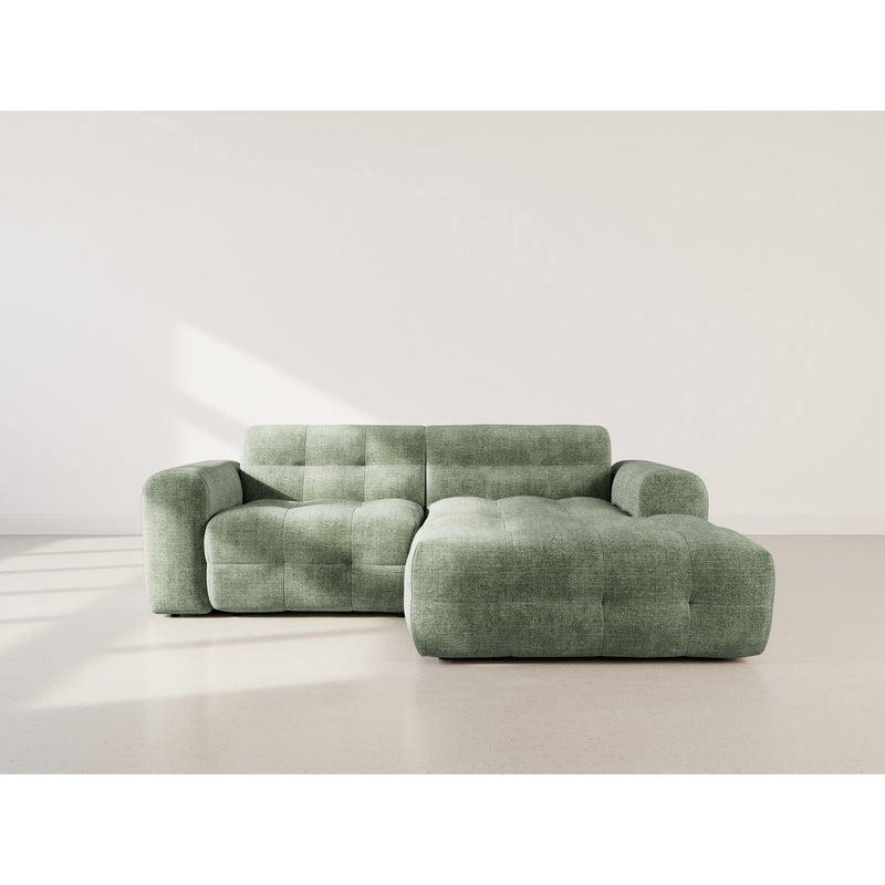 Diane - Corner Sofa - 4 Seater - Textured Velvet - Sage Green